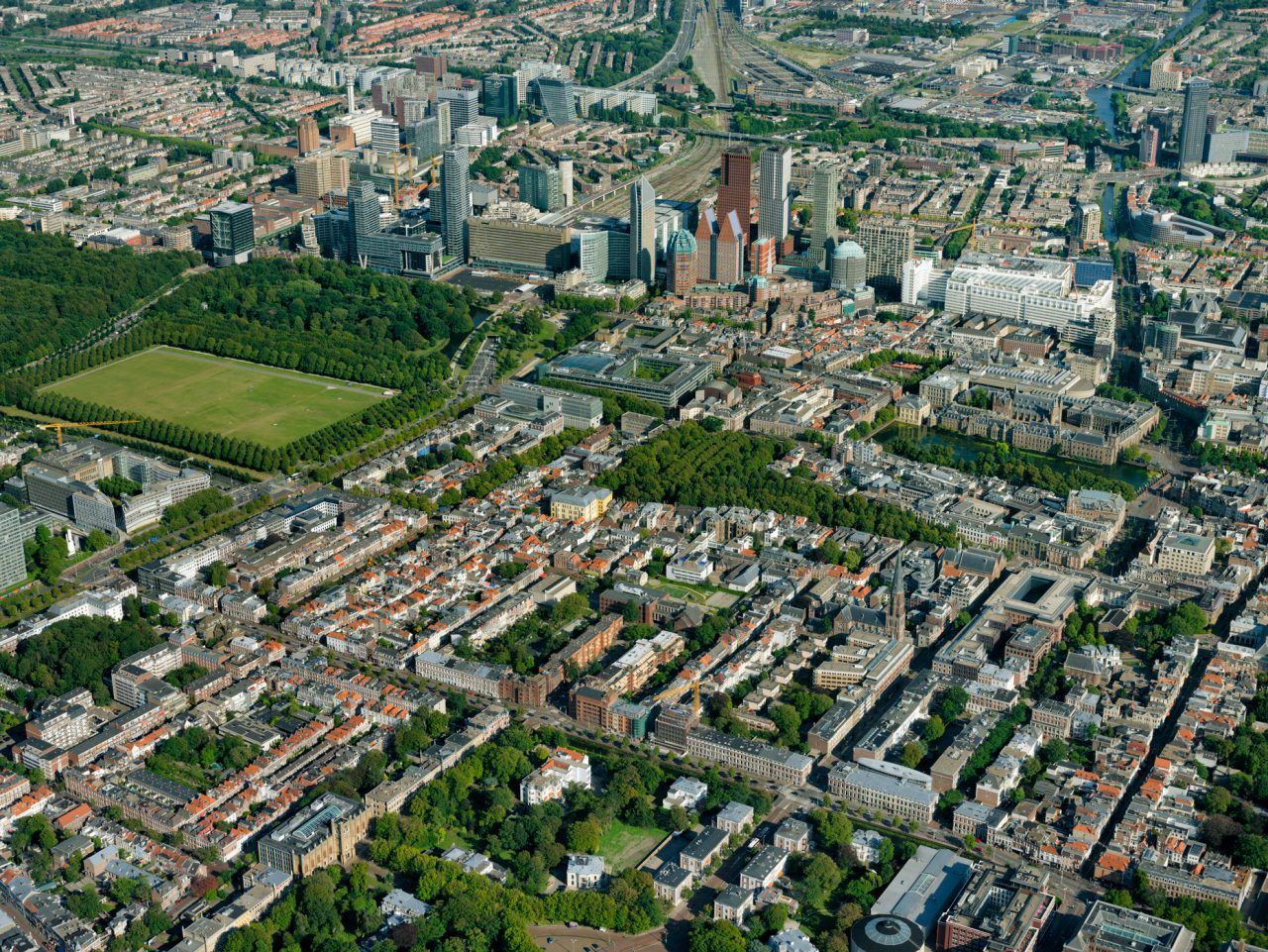 Aerial view over The Hague Netherlands